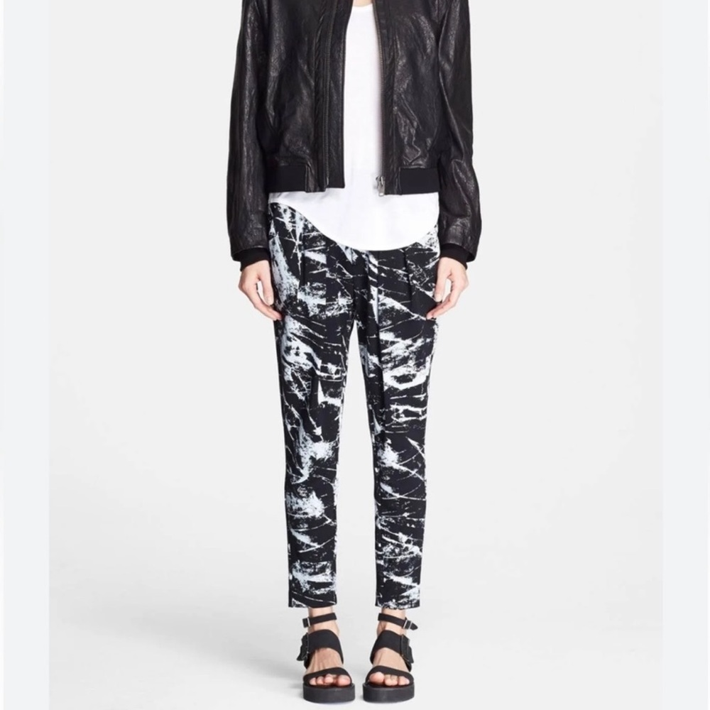 Helmut Lang Abstract Marble Jogger Style Black Wh… - image 1